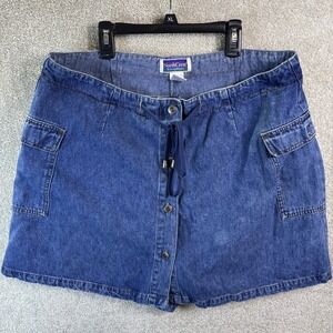 Vintage North Crest Skort Women 18W Blue Denim Cargo Shorts Cottagecore Country